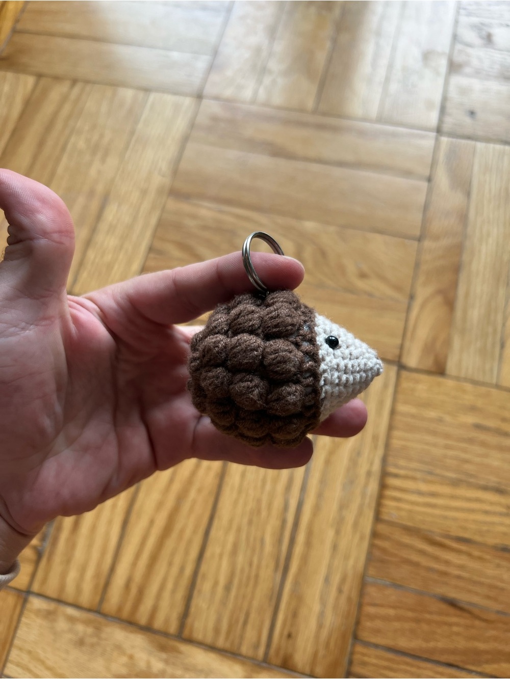 Handmade Brown & Cream Crochet Hedgehog Keychain